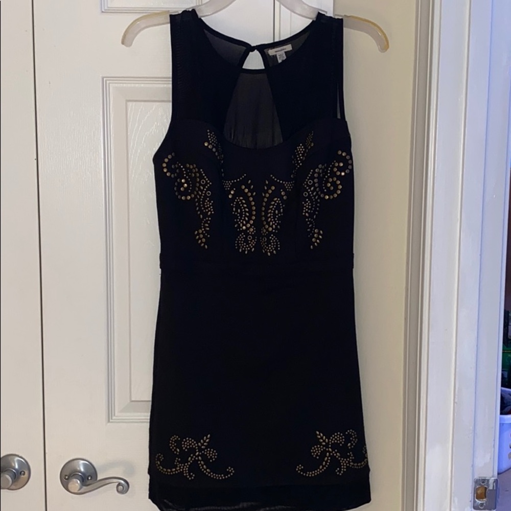 Black with gold emblem dress
